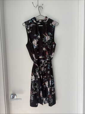 Ever New Black Floral Tie-Waist Mini Dress